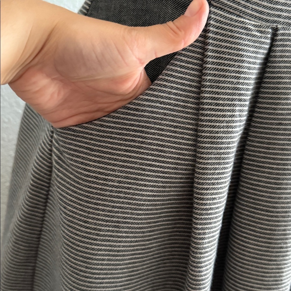 Eva Franco Grey and White Stripped Strapless Fit-And-Flare Dress - Picture 8 of 8